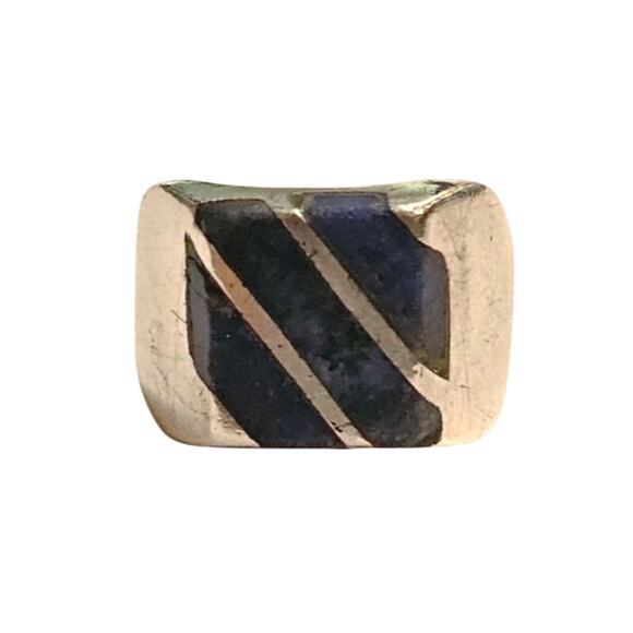 Vintage Taxco Men's Sterling Silver Sodalite Inlay Ring Mexican Silver Jewelry - Picture 1 of 4